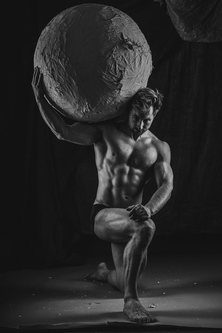 Muscular man building muscle